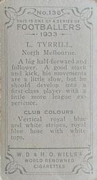 1933 Wills's Victorian Footballers (Small) #136 Leo Tyrrell Back